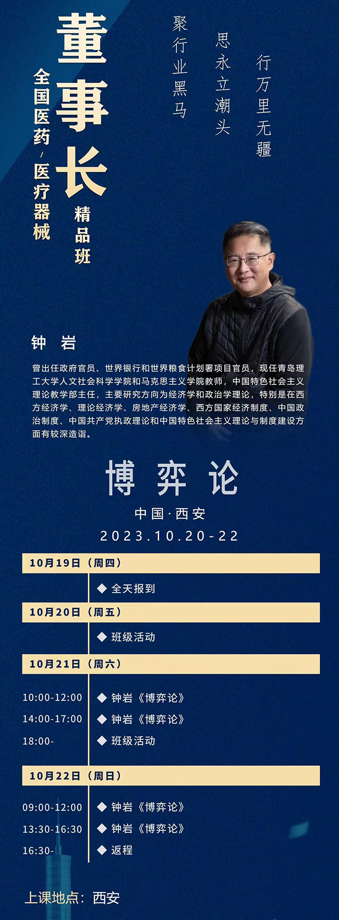 全國醫(yī)藥、醫(yī)療器械董事長10月班